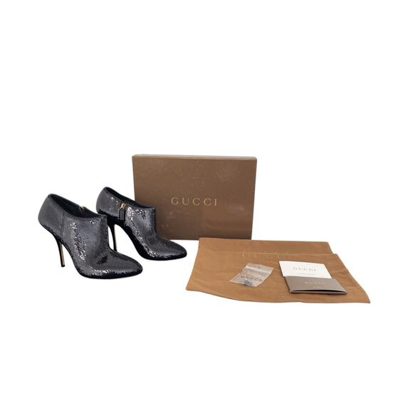 Gucci Black Sequin Ankle Booties Size 36.5 US 6.5 - Picture 1 of 14